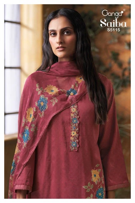 Saiba 5115 By Ganga Cotton Satin Plazzo Salwar Suits 